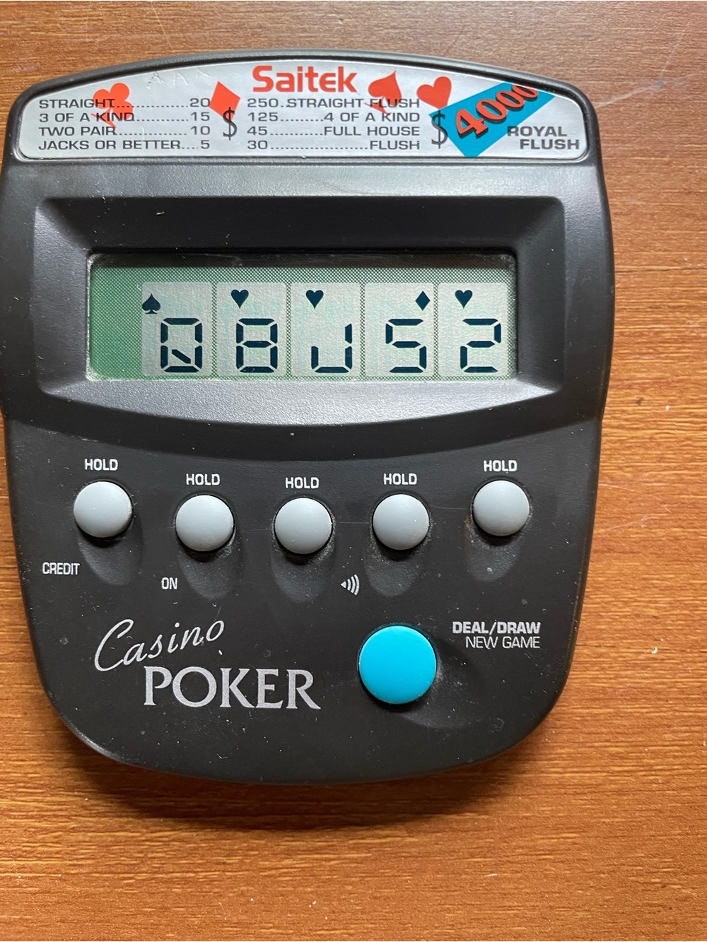 Hand Held Electronic Casino Poker Pocket Game Saitek *Tested*